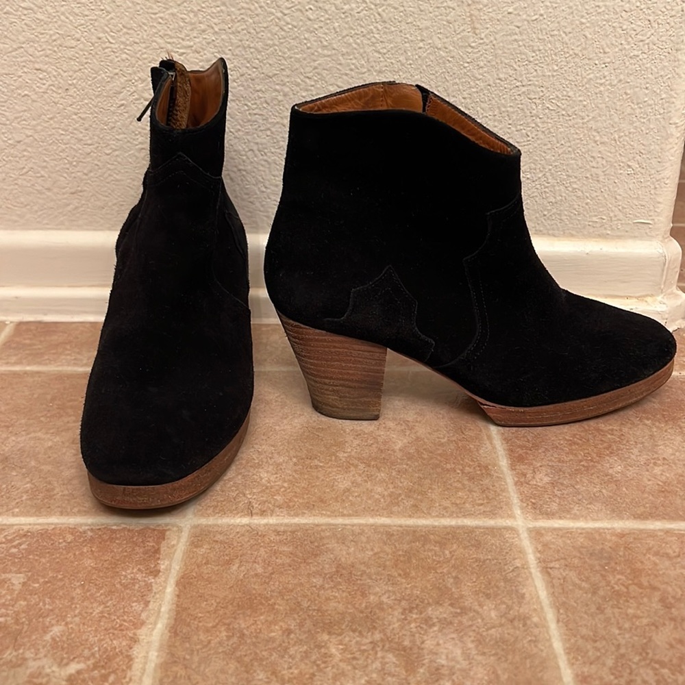 Isabel marant dicker black suede ankle boot bootie